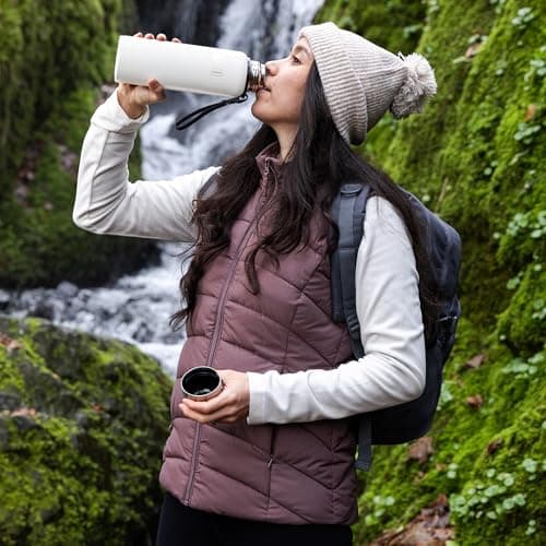 Trail Vacuum Flask with Strap, Camping & Travel, 800ml, White — view 6