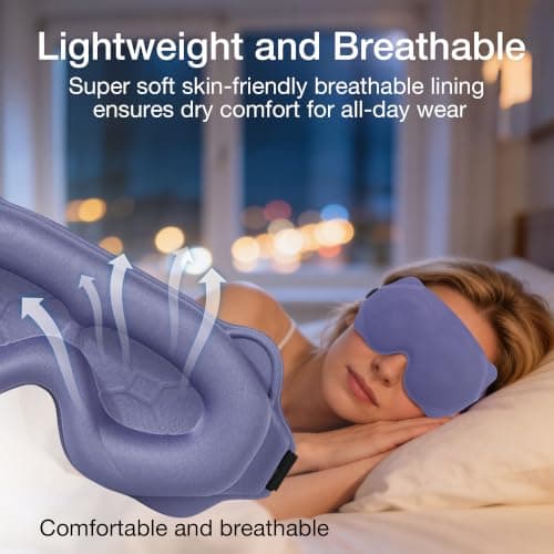ONTERATE 6D Sleep Mask, Light Block 0 Pressure with Earplugs & Pouch, Rose — view 6