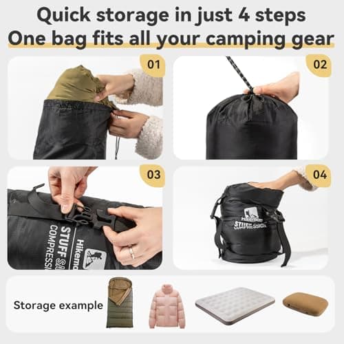 HIKEMAN Compression Stuff Sack for Sleeping Bag - Lightweight Compression Bag,Water-Resistant Sleeping Bag Stuff Sack for Camping Outdoor Hiking Backpacking Travelling (Black, S) — view 4