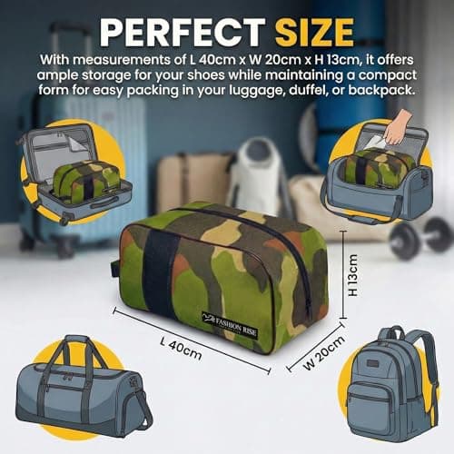 Waterproof Sports Boot/Shoe/Travel Bag for Football Cricket Rugby Golf Toiletry Gym for Men/Women (Camo Green) — view 3