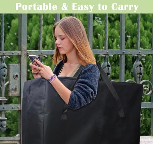 4/6/ 8 Foot Folding Table Storage Bag, Waterproof Heavy Duty Large Carrying Bag for Folding Tables, Picnic/Camp Tables Cover with Durable Zipper & Shoulder Strap, 31" D X 37" W X4.5 H, Black — view 6
