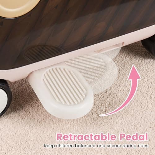 COSTWAY Kids Ride-on Luggage, 2-in-1 Children Suitcase (Pink+Brown) — view 4