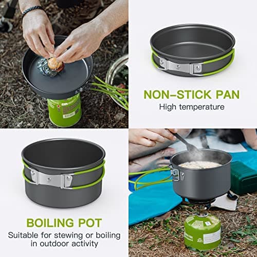 Lixada Camping Cookware, 2-3 People Multifunctional Portable Cooking Set for Outdoor Camping Hiking Picnic — view 3