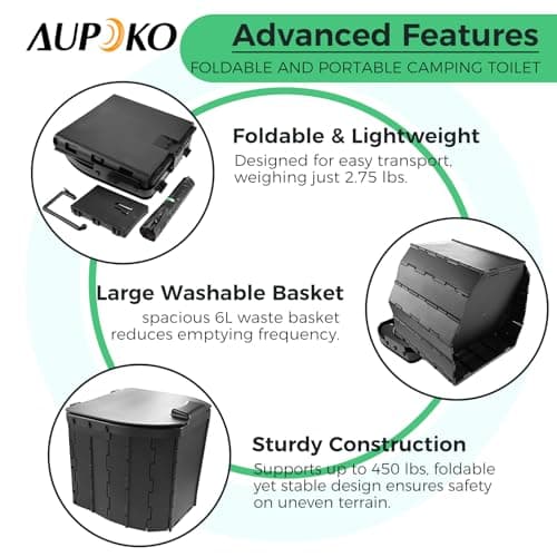 Aupoko Foldable Camping Toilet - Portable Loo for Outdoor Emergency Use — view 2