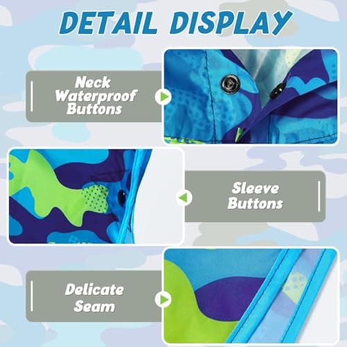 WAWSAM Kids Poncho Waterproof - Camouflage Rain Poncho for Boys - Lightweight Hooded Raincoat with Storage Bag - Portable Rainwear for School & Travel — view 4