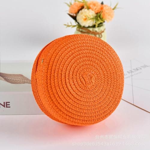 Jamron Handmade Round Straw Bag Crossbody Shoulder Bag Bohemian Beach Bag with Zipper SN0702152 Big Orange — view 5