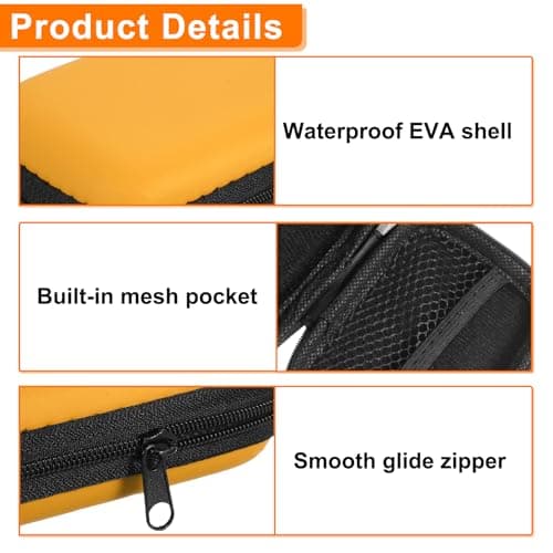 sourcing map Earbuds Cases, Wired Earphone Case Holder, EVA Ear Buds Case Zipper Organizer Small with Mesh Pocket for USB Cable, Earphones, Yellow — view 4