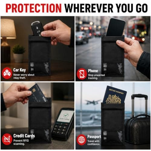 FIREDOG Faraday Pouch for Car Keys & Phones, Signal Blocking Bag RFID Blocking Case for Mobile Phones, Blocks WiFi Bluetooth GPS NFC RFID & Keyless Entry Signals, Privacy Protection Travel Pouch — view 4