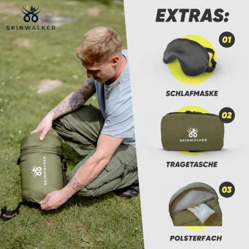 SkinWalker Adult Sleeping Bag with Non-Slip Strips, Small Pack Size [300 GSM] 3-4 Seasons Blanket Sleeping Bag, Sleeping Bags for Camping, Outdoor & Festivals — view 6