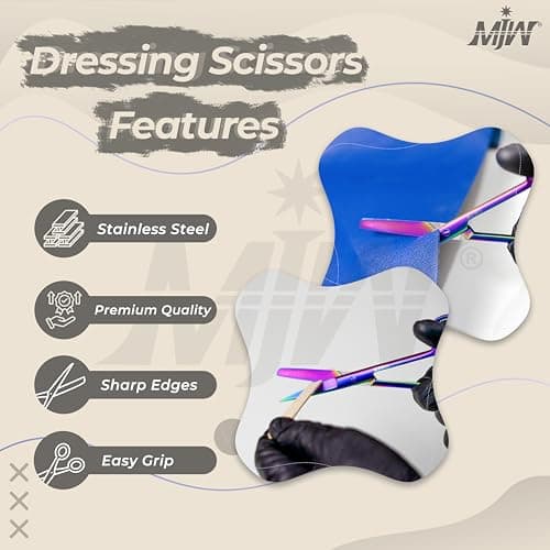 MJW 3Pcs Set of Stainless Steel Nursing First Aid Scissors Dressing Scissor Veterinary Tools Used in Office and Home for Multi Purpose — view 5