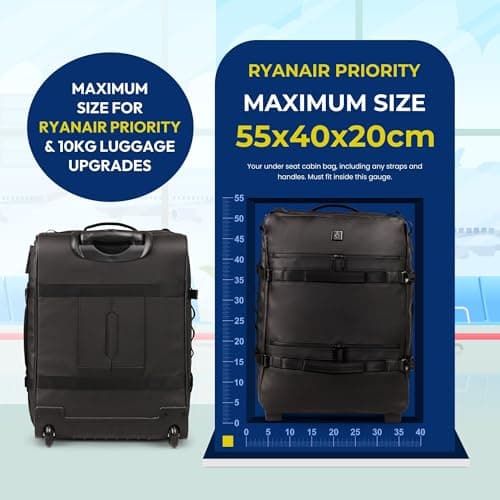 Aerolite Waterproof 55x40x20cm Ryanair Priority Trolley Bag, 44L, Wheels — view 6