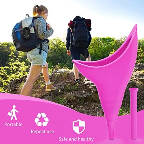 Female Urinal Festival Camping Accessories, Female Urination Device Camping Toilet Hiking Holiday Essentials Reusable for Women, Travel Camping Female Urinal Device Funnel Portable Urinal ( Fuchsia） — view 5