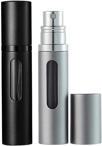 Perfume Atomiser Refillable Perfume Bottle for Travel, Leaking Proof Mini Empty Perfume Spray Bottle for Women and Men, 8ml - Matte Black & Gray