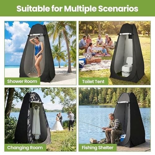 ROPODA Pop Up Toilet Tent, 210T Polyester Portable Camping Shower Tent with Carrying Bag, UV Protection, Water-resistant, Pop Up Changing Tent for Beach, Picnic, Fishing, Hiking, 210 cm, Black — view 5