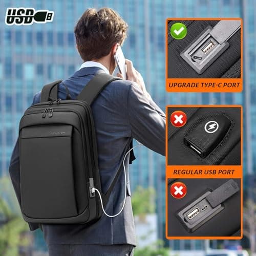FENRUIEN Laptop Backpack Business Smart Backpack Waterproof fit 15.6 Inch Travel Durable Laptop Backpack with USB Charging Port (Regular) — view 6