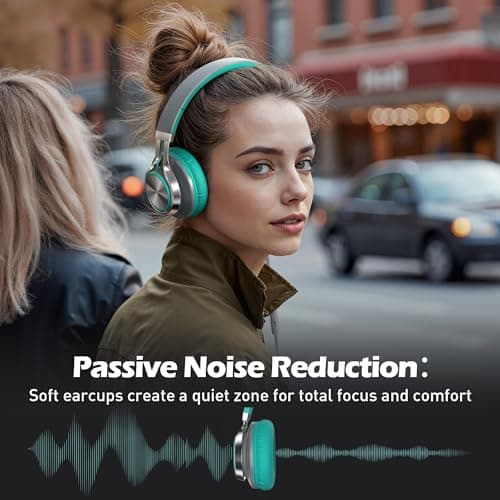 Ailihen C8 Wired Headphones with Microphone and Volume Control, Grey Mint — view 2