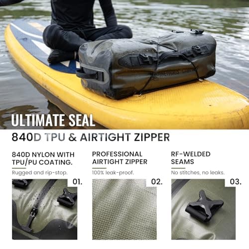 ONETIGRIS CAMPING DryForce 50L Waterproof Duffel Bag, Heavy Duty TPU Dry Bag Backpack with Airtight Zipper, Wide Opening Water Proof Bags for Travel, Motorcycle, Camping, Fishing & Boating — view 3