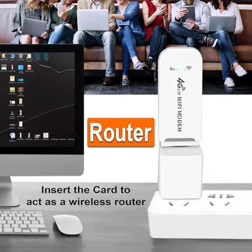 4G LTE USB WiFi Wireless Modem Dongle, Unlocked Dongle with SIM Card Slot 150Mbps Support 10 Users, Portable WiFi Modem Mobile Hotspot, for PC Desktop Laptop Phone (White) — view 2