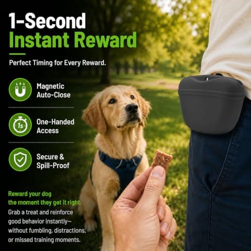 AUDWUD Silicone Dog Treat Pouch,Clip on Portable Training Container,Convenient Magnetic Buckle Closing and Waist Clip,No BPA — view 3