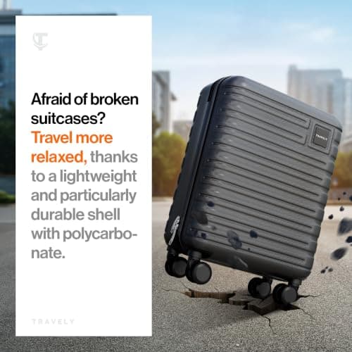 Travely Polycarbonate Cabin Suitcase 55x40x20cm - 20 Inch Suitable for Ryanair - 36L Including TSA Lock - Carry on - 10kg Suitcase, Cabin case, Hardshell — view 2