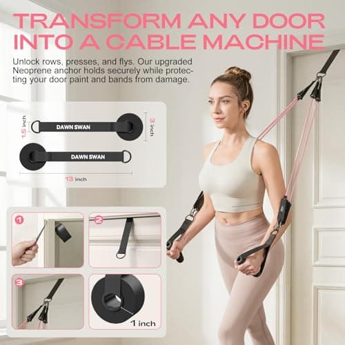 [DAWN SWAN] Pilates Bar Kit with Resistance Bands – Adjustable Home Gym Workout Equipment for Women & Men – Portable Pilates Equipment for Squats, Yoga & Full Body Toning (Pink) — view 4