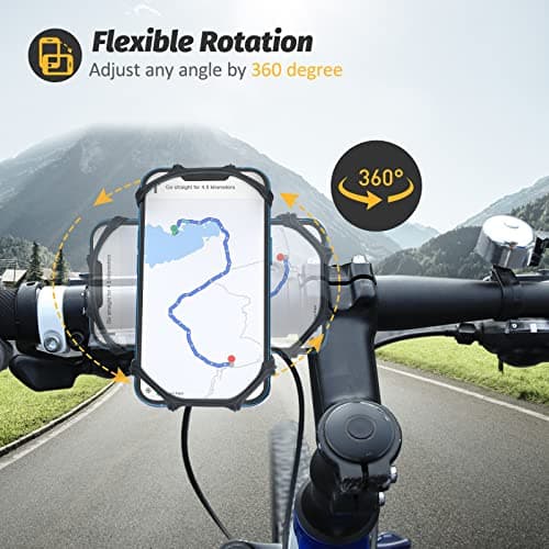 Jumkeet Bike Phone Holder, Detachable 360° Rotation Bicycle Phone Mount, Universal Silicone Motorcycle Handlebar Mount Fits for Phone 13 12 11 Pro Max/XR/XS/8/7/6 Plus, Samsung (4.0"-6.5") — view 5
