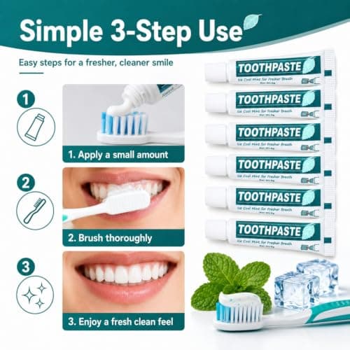 Mini Travel Size Toothpaste 5g Pack of 6, Ice Cool Mint Tubes for Cabin Bags, Holidays, Flights, Hotels, Overnight Stays, Guest Rooms and Travel Toiletry Kits — view 5