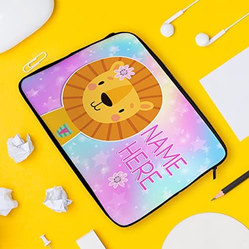 Personalised Lion Tablet Sleeve Laptop Case Girls iPad Zip Pouch Protective Carry Travel Bag Sleeve Pretty Safari KKM16 (7” – 10”) — view 4