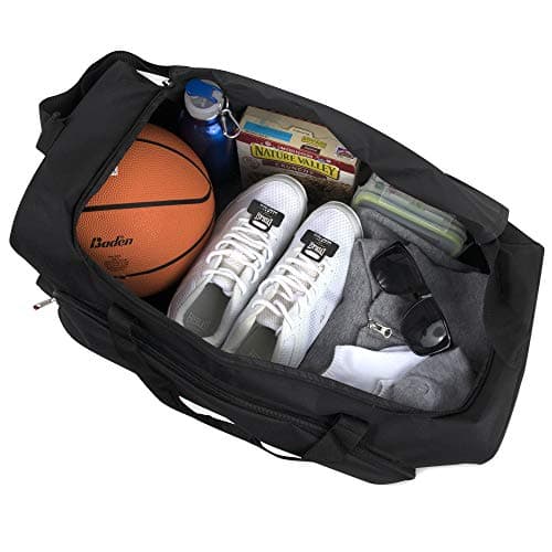 55 Litre Canvas Duffle Bags for Men & Women for Traveling, The Gym, and as Sports Equipment Bag/Organizer (Black Red) — view 3