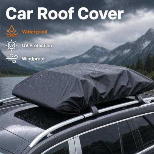 Roof Box Cover, Waterproof Rooftop Luggage Carrier Storage Bag with Pull Cord, Oxford Fabric Rain Dust Protection Storage Bag, for Travel, Camping, Road Trips & Family Vacations — view 3