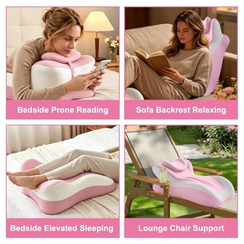 Cumnvulnt Sweet Spot Pillow, 27° Angle Perfect Position Couples Pillow Ergonomic Rebound Memory Foam Wedge Pillow, Sweet Love Nest Spark Provides Waist and Neck Contoured Support (Pink) — view 5