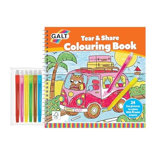 Galt Kids Colouring Book & Pencil Crayons - Tear & Share Kit, Ages 4 Years+