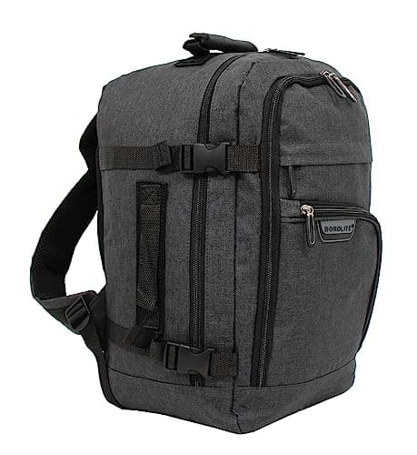 Bordlite Travel Underseat Cabin Approved Backpack, Lightweight Travel Rucksack, Premium Carry on Bag, 40x20x25cm - Dark Black