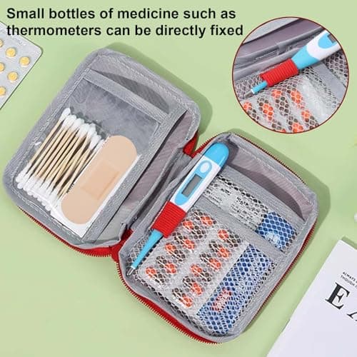 Disnace Travel Medicine Bag, Portable Mini First Aid Kit, Empty First Aid kit, Medical Kits Empty Bag, Travel Mini First Aid Pouch, Medicine Storage Bag for Camping & Home First Aid Kits — view 3