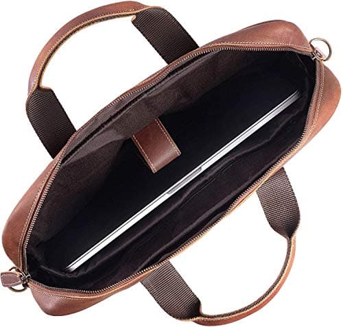 Leather briefcase 18 Inch Laptop Messenger Bags for Men and Women Best Office briefcase Satchel Bag — view 3