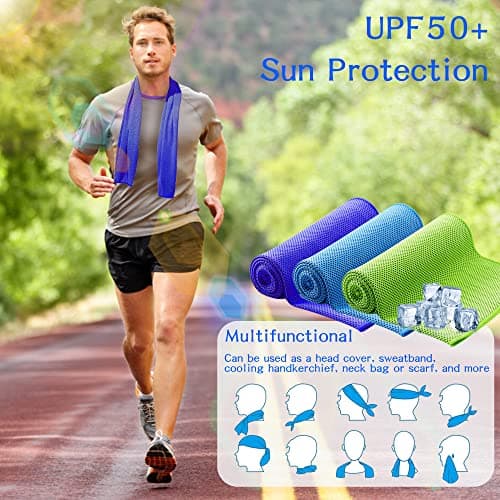 YORFULL Cooling Towels for Neck,Quick Drying Ice Towel Instant Cooling Relief,Soft Breathable Chilly Towel for Gym,Golf,Yoga,Camping,Running, Workout,and More Activities Blue — view 6