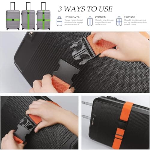 2 Pcs Luggage Straps Suitcase Straps Personalised Adjustable Case Strap for Suitcase, Luggage Belt with Quick Release Buckle, Travelling Luggage Accessories (orange) — view 4