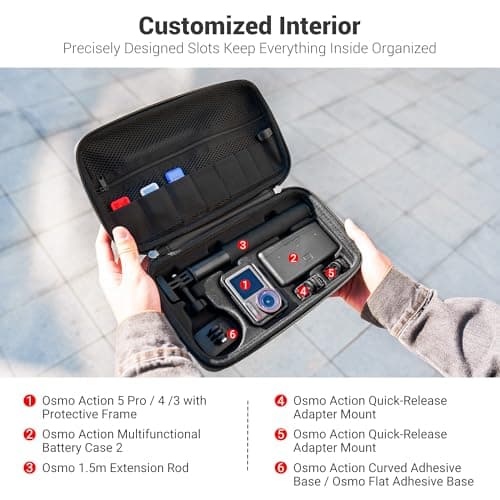 JJC EVA Osmo Action 5 Pro Case, Carrying Bag for DJI Osmo Action 5 Pro 4 3 — view 2