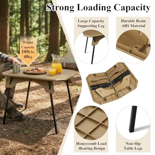 Mingfuxin Outdoor Foldable Camping Table, Portable Lightweight Picnic Table with Height Adjustable Legs Collapsible & Carry Bag Dining Table for Kitchen Garden Beach Fishing BBQ Indoor Outdoor — view 5
