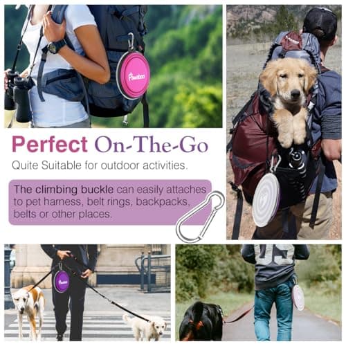 Pawaboo Collapsible Travel Dog Bowls 2 Pack with Lids & Carabiners Silicone — view 3