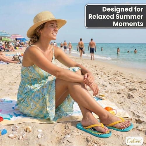 Octave® Ladies Flip Flops Flatform Sandals Comfortable Rubber Beach Flip Flops for Woman,Non-Slip Shower & Pool Slippers, Lightweight Summer Beach Sandals (Green, UK 4 / EURO 37) — view 6