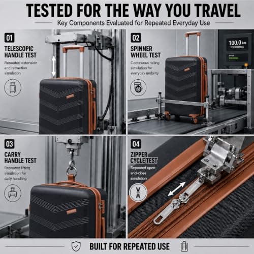 CONCEPTEN Expandable Hardshell Luggage Set 5 Piece, 22x14x9 Airline Approved Carry On, 20/24/28" Suitcase Set with TSA Lock, Spinner Wheels, ABS+PC (Black) — view 4