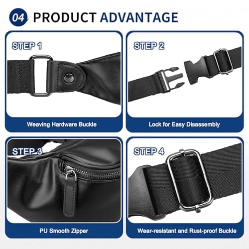 Leather Waist Bag Travel Bum Bag for Men,Casual Chest Fanny Pack — view 6
