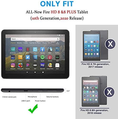 Fire HD 8 tablet Case,All-New Fire HD 8 Plus Tablet Case for Kids (12th/10th Generation,2024/2022/2020 Release),DJ&RPPQ Light Weight Shock Proof Handle Friendly Stand Kids Proof Protective Cover-Pink — view 2