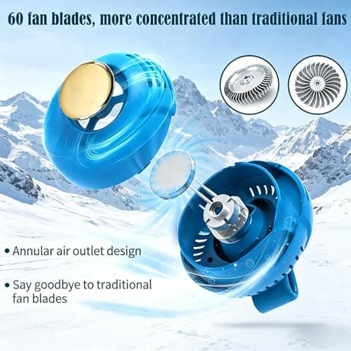 YSINOBEAR Clip On Waist & Neck Fan,Small Clip Fan,Portable Silent Mini Bladeless Whirlwind for Waist Clip,Ultra-Quiet 3-Speed Cooling Fan for Outdoorr/Travel/Office/Shirt (Beige) — view 3