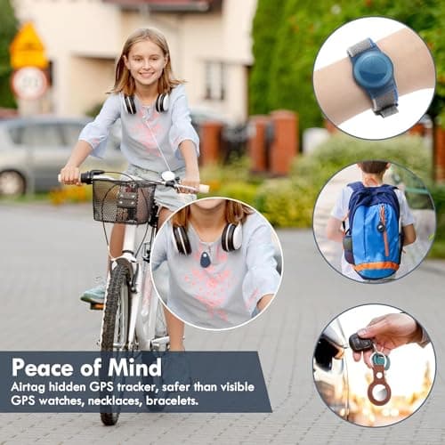 Airtag Holder for Kids Baby Toddler Hidden 2 Pack GPS Tracker Case, Anti-Removal Airtag Silicone Case with Safety Pins (Blue+Blue) — view 3