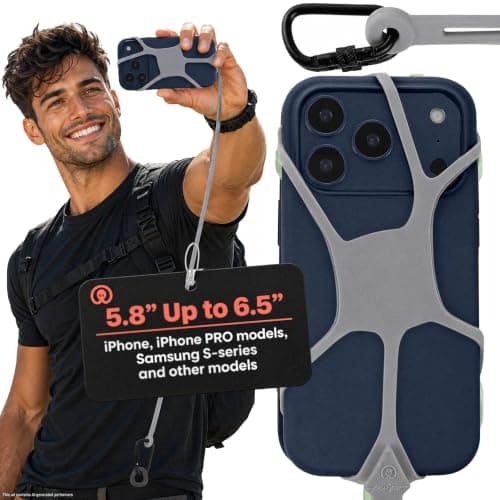 Pulpo Safety Cell Phone Lanyard 2.0 Fits Smartphones 5.8" Up to 6.5" – Anti-Theft Phone Tether, Fishing Phone Lanyard, Hiking Phone Holder for Men & Women, Silicone Crossbody Cellphone Strap