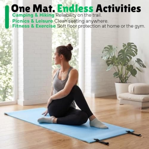 ADEPTNA Heavy Duty Waterproof Roll Up Foil Camping Hiking Mountaineering Picnic Exercises Mat Eva Foam Sleeping Mattress Thermal Insulated – It Keeps Cold And Dampness Away (BLUE) — view 5