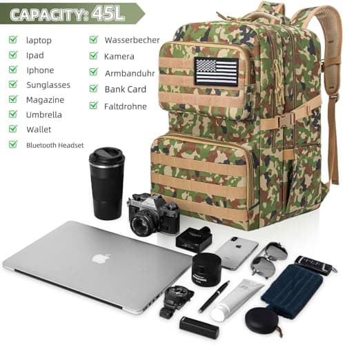 OUUTMEE Military Tactical Backpack 45L, MOLLE Rucksack for Men — view 4