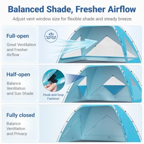 Wolfwise Beach Tent Sun Shelter, Large 3-4 Person Shade UV Protection — view 4